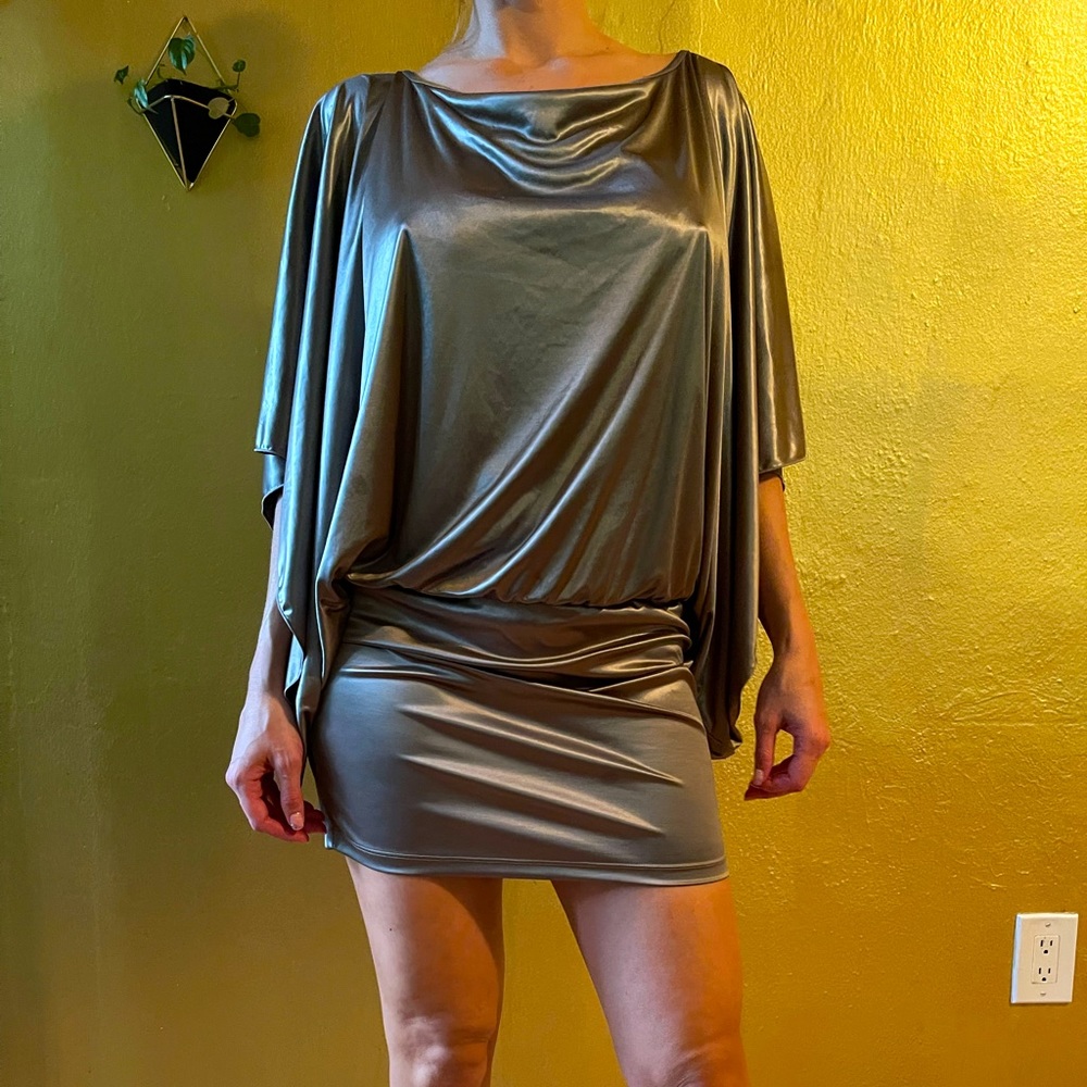 Silver Silk Disco Dress